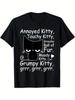 Angry Cat Kitten Lover Funny Attitude Fur Pet Owner T-Shirt, 100% Cotton, Gift F