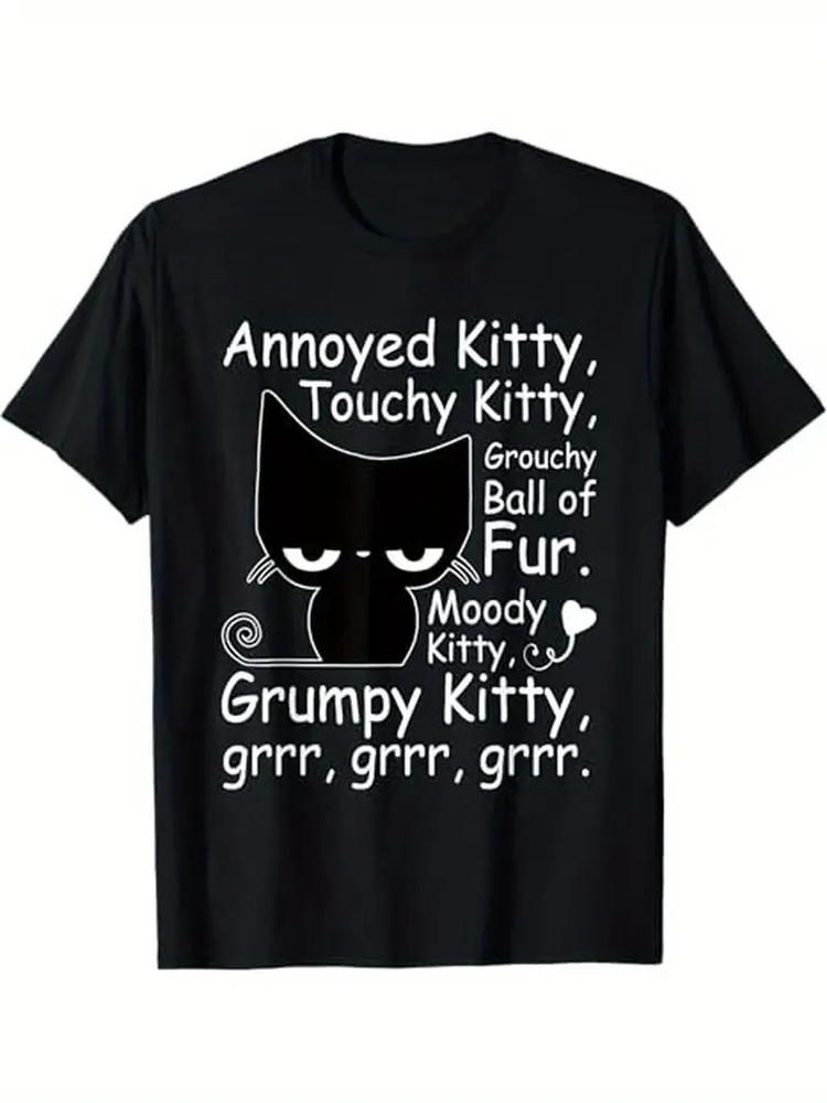 

Angry Cat Kitten Lover Funny Attitude Fur Pet Owner T-Shirt, 100% Cotton, Gift f 4XL