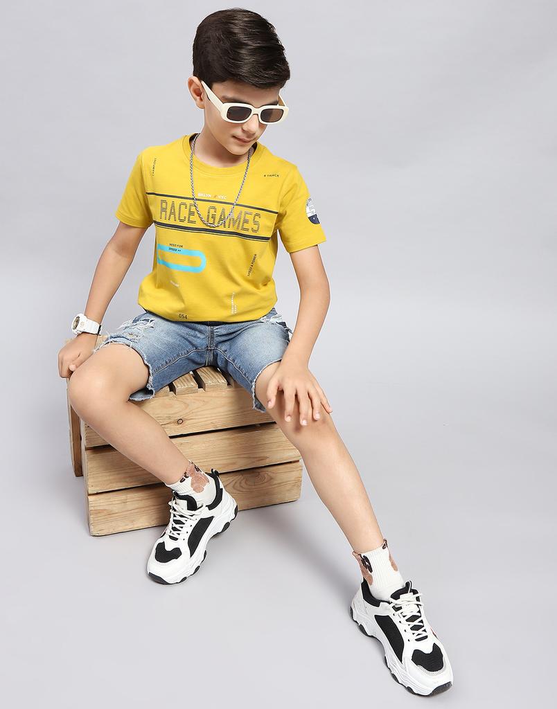Monte Carlo Boys Yellow Printed Round Neck T-Shirt