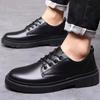 Men's Black British Shoes New Platform Shoes Lace-up Versatile Stylish Casual Men's Shoes
