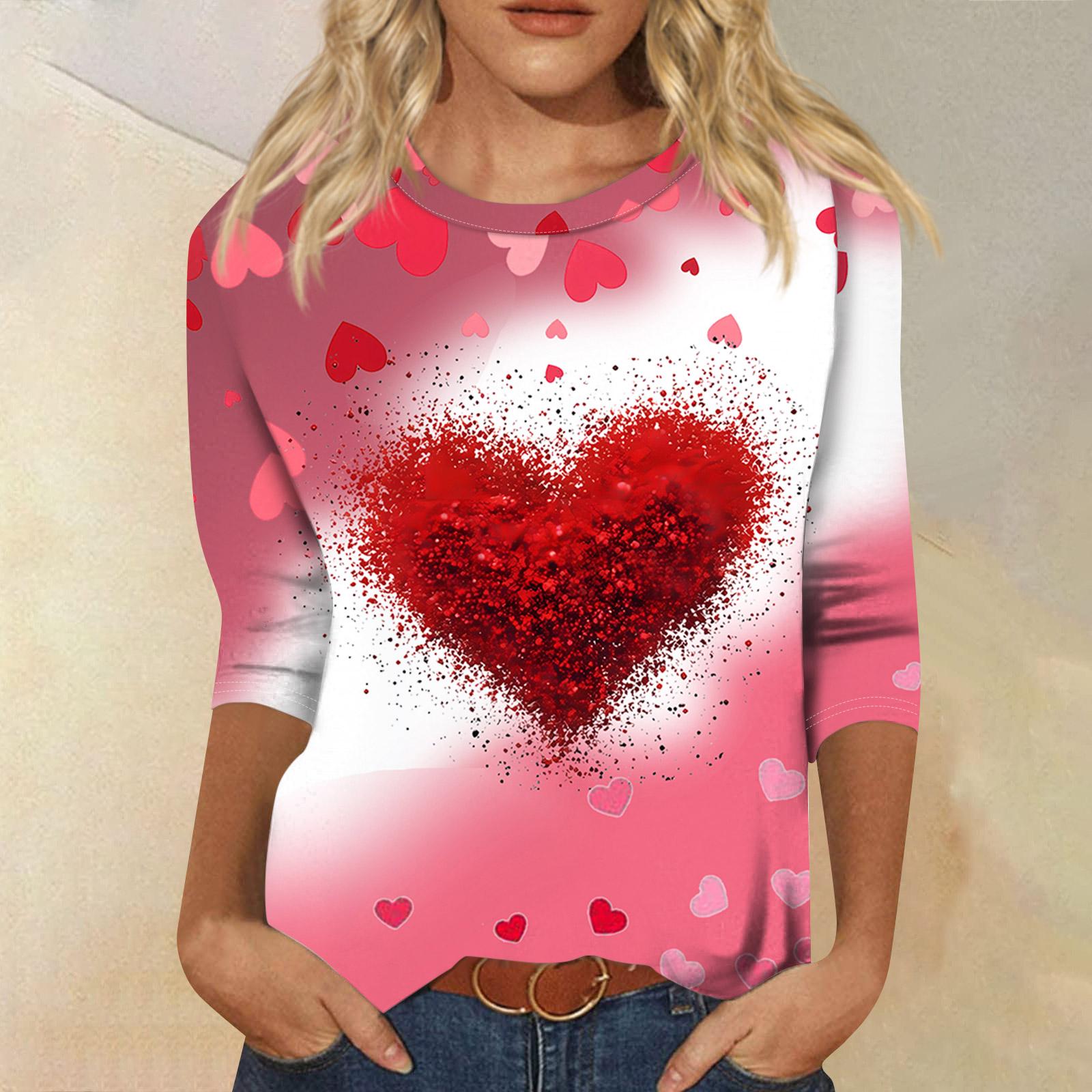 

Женская модная повседневная свободная футболка с круглым вырезом и рукавами 3/4 с принтом, женский топ XXXL винный