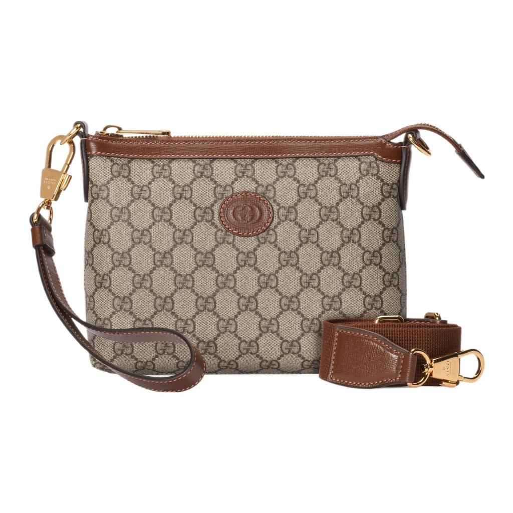 Gucci GG Supreme Detachable Adjustable Shoulder Strap Zipper Closure Messenger Bag Crossbody Bag Canvas With Leather Shoulder Bag 760021-92THG-8563
