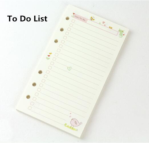40Sheet Black A5 A6 6-hole Loose-leaf Refill Inner Page Colored Inner Pagel Line Grid Blank Weekly Inside Paper Stationery