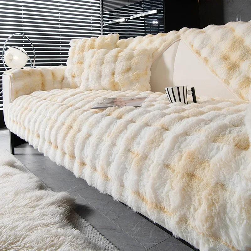 

Утолщенный плюшевый чехол для дивана с изображением кролика, зимний теплый мягкий диван, полотенце, универсальный нескользящий коврик для дивана, подушка для дивана для гостиной, домашний декор A 70x70cm 1pc