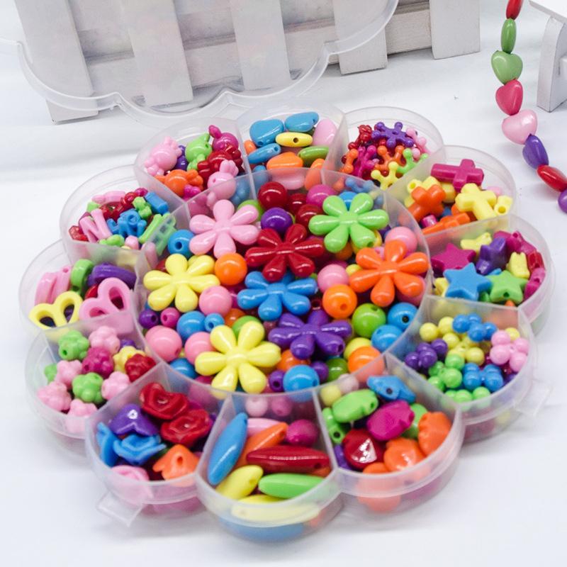 Children's DIY Handmade Beaded Toy with Accessory and Flower Type Storage Box Set Kids Educational Toys Girl Gift