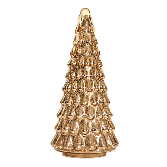 Illuminated Glass Christmas Tree Prelit Christmas Tree Figurine with LED Light Collection Crackled Glass
