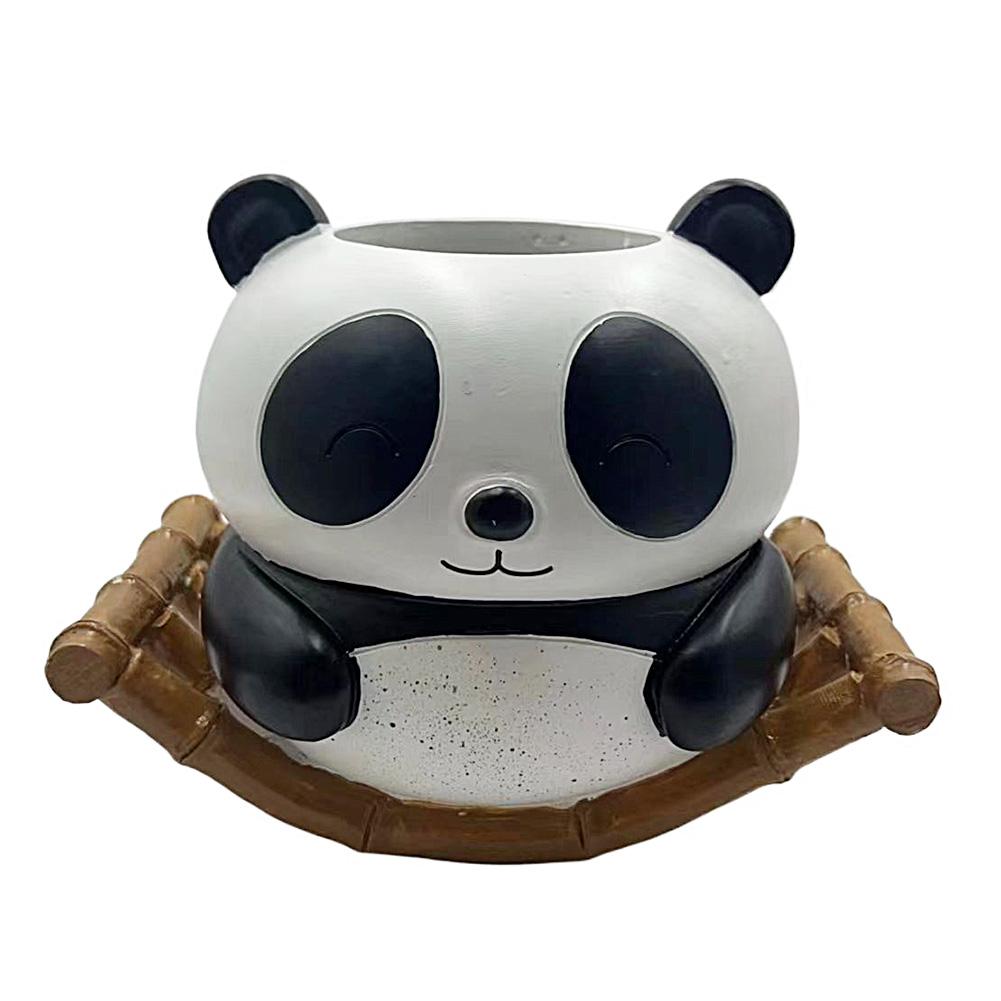 

Panda Planter Ornament Resin Cartoon Panda Flower Pot for Garden Balcony Decor