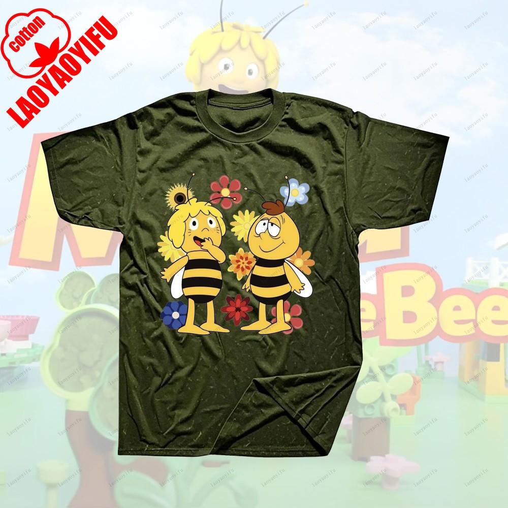 Maya The Bee Movie Cartoon Character T-shirts Maya The Bee Movie Kawaii Cartoons T Shirt Summer Breathable Camisetas