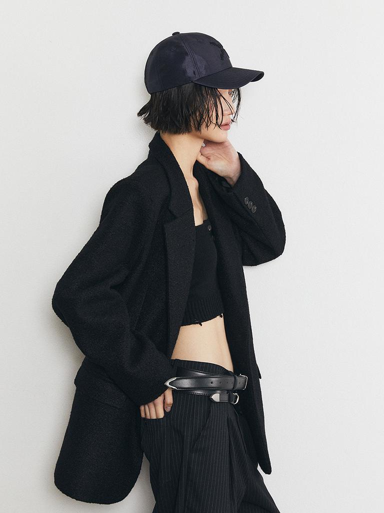HALF DEVIL US Striped Roll-Up Slacks_Black