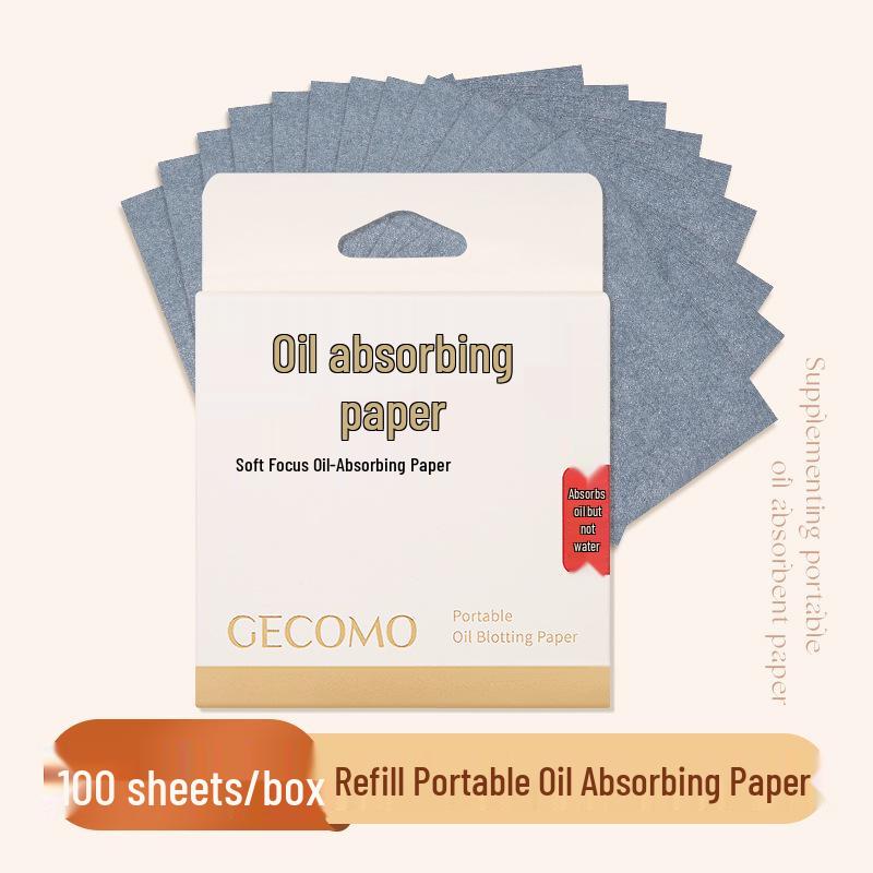 GECOMO Oil Control Bamboo Charcoal Paper with Puff & Mirror for Oily Skin Touch-ups