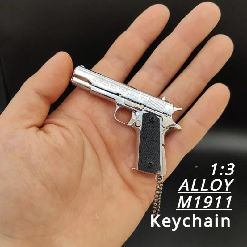 1:3 Metal M1911 Toy Gun Detachable Model Alloy Keychain Look Real Collection Pubg Prop Fidgets Toy Birthday Gift For Boys