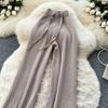 Herbst Winter Damen Lässiger Stil Gestrickter Pullover Kordelzug Weites Bein Hausanzug Hose