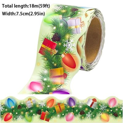 Christmas Candy Border Decorative Sticker Winter Snowflake Christmas Tree Poster Border Stickers Christmas Bells Self-Adhesive