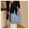 Tote bag women's new versatile denim canvas handbag student class commuter bag