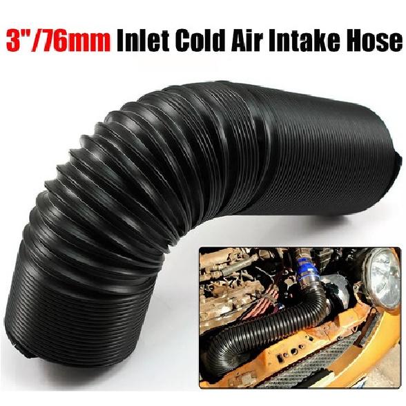 Черный Для Автомобильного Воздушного Фильтра Гибкий Холодный Воздухозаборник Шланг Воздуховод Подающая Трубка 1м 80мм