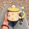 Chubby Mug with Lid Spoon Ceramic Mug Large Capacity Water Cup Couple Home Coffee Breakfast Cup Souvenir