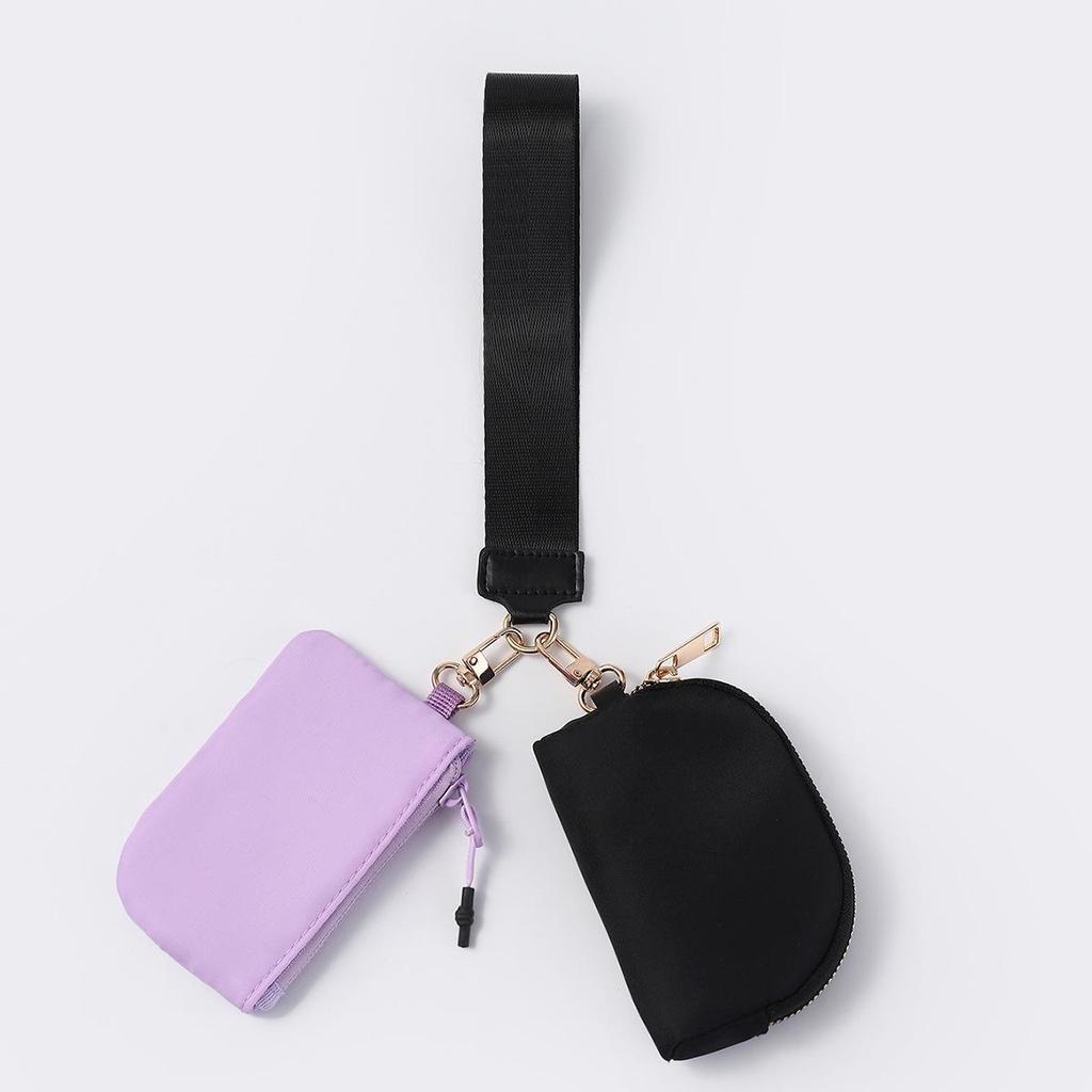 LULU Color Block Waterproof Nylon Coin Purse & Wristlet Key Bag