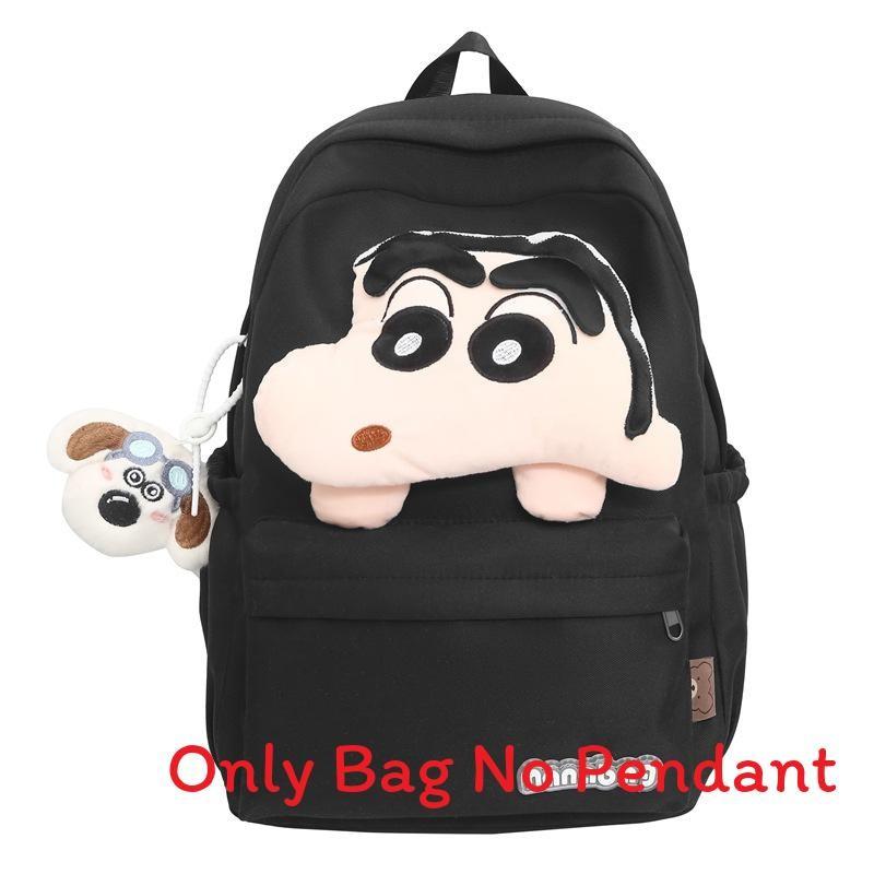 

Мультяшный школьный рюкзак Crayon Shinchan из прочного нейлона для учеников средней школы чёрный