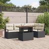 6-piece Garden Sofa Set with Cushions Black Poly Rattan 3358448