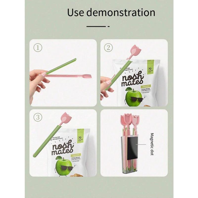 Storage Box Tulip And Carrot Shaped Magnetic Sealing Clips, Food Packaging Clips And Storage Box, Snack Bag Sealing Clip