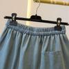 Plus Size Women's Lace Trim Denim Shorts - Loose Wide Leg Casual Capris