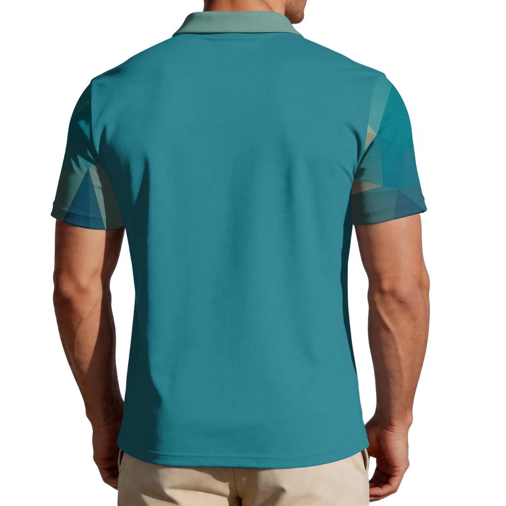 Men's Loose Fit Casual Polo Shirt Short Sleeve Button Down Collar Printed Graphic Tee with Flag Design and Freedom Text
