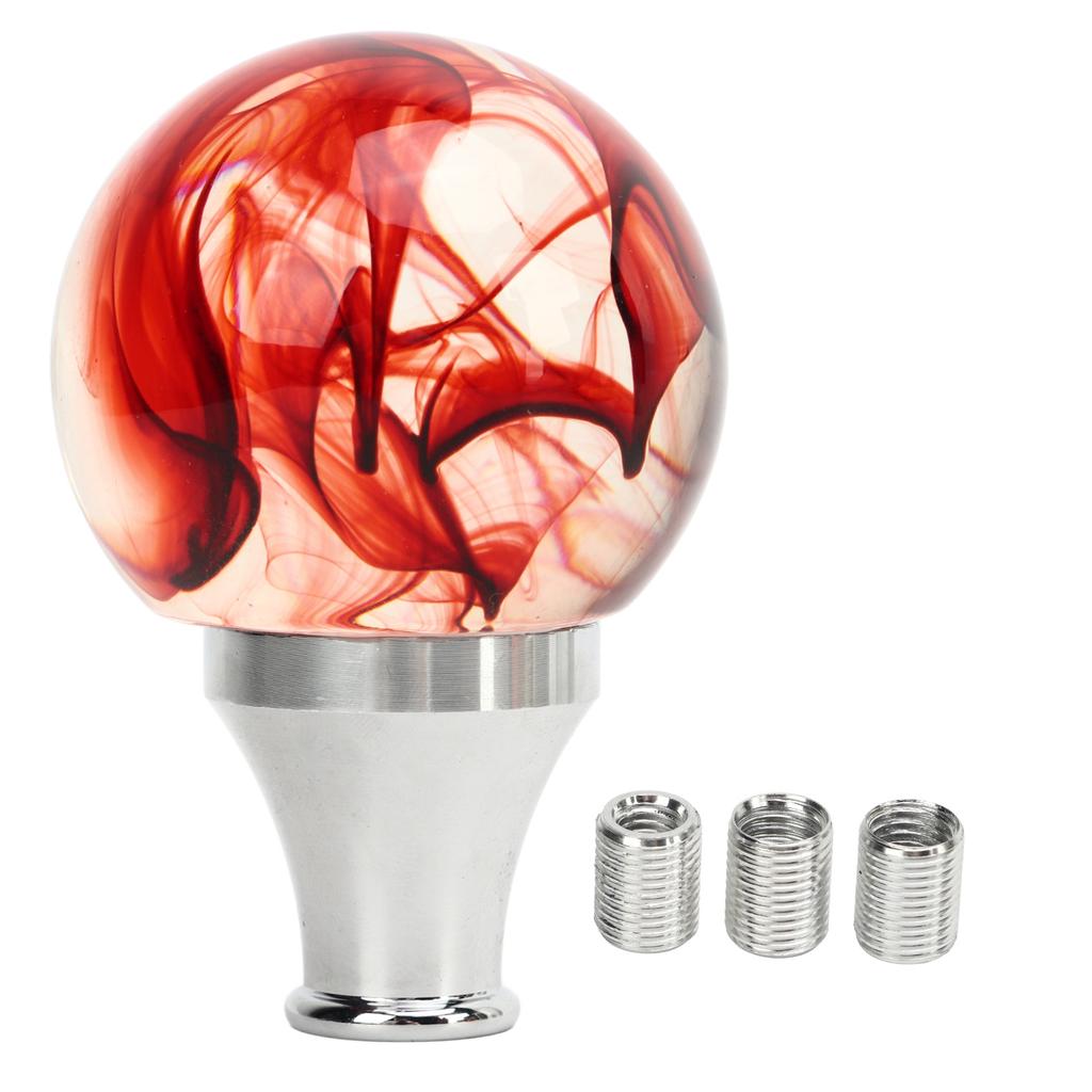 JDM Style Gear Shift Knob with 3 Adapters Round Ball Shape Shifter Head for Manual Automatic Transmission Vehicles Red