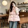 European winter new down cotton drawstring cotton vest women's medium and long warm waist slim vest jacket