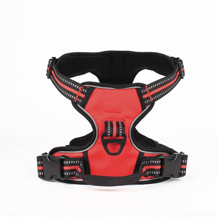 Highly Reflective Neoprene Custom Dog Harness and Leash Set Reflective Tough Adjustable Luxury No Pull Dog Harness (Red,S) красный