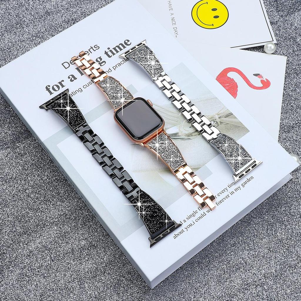 Apple Watch Serisi için lüks Elmas Bilezik Band Ultra9/8/7/6/5/4/3/2/se Paslanmaz Çelik saat kayışı Iwatch için 41mm 45mm 38 42mm Kayış