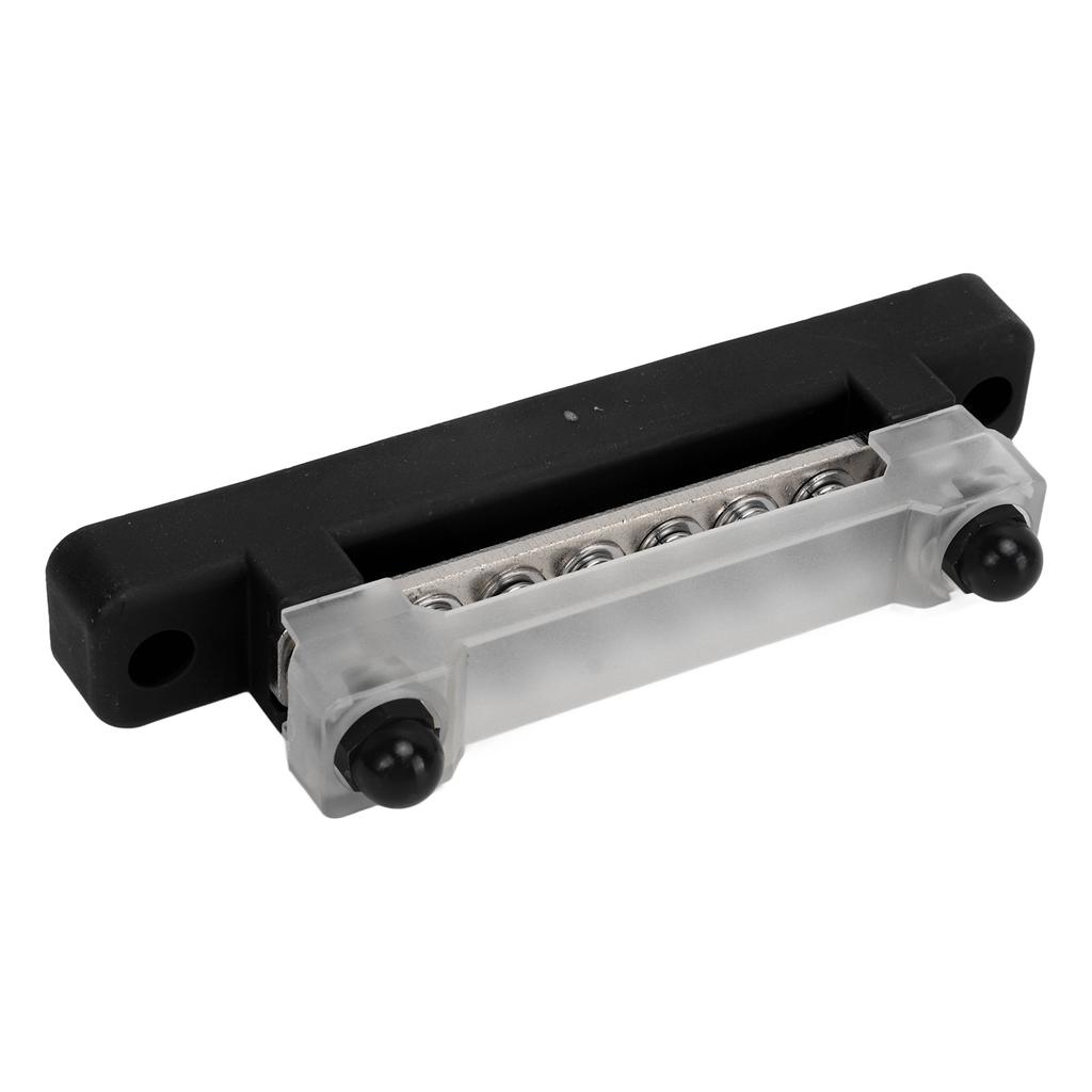 6 Terminal Bus Bar with Cover 48V 150A 2 Studs Power Distribution Block for Car Boat Marine Caravan RV Black