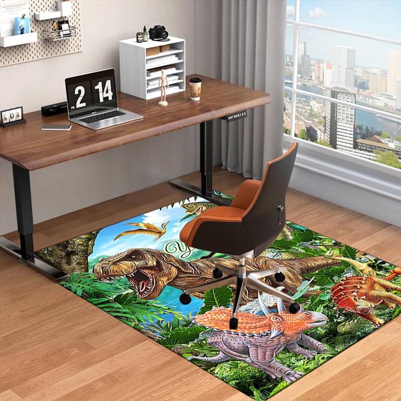 1PC Custom Name Dinosaur Adventure World Theme Floor Mat Ideal for Living Room, Game Rooms, Office, Bedroom,Floor Mat Playful Design