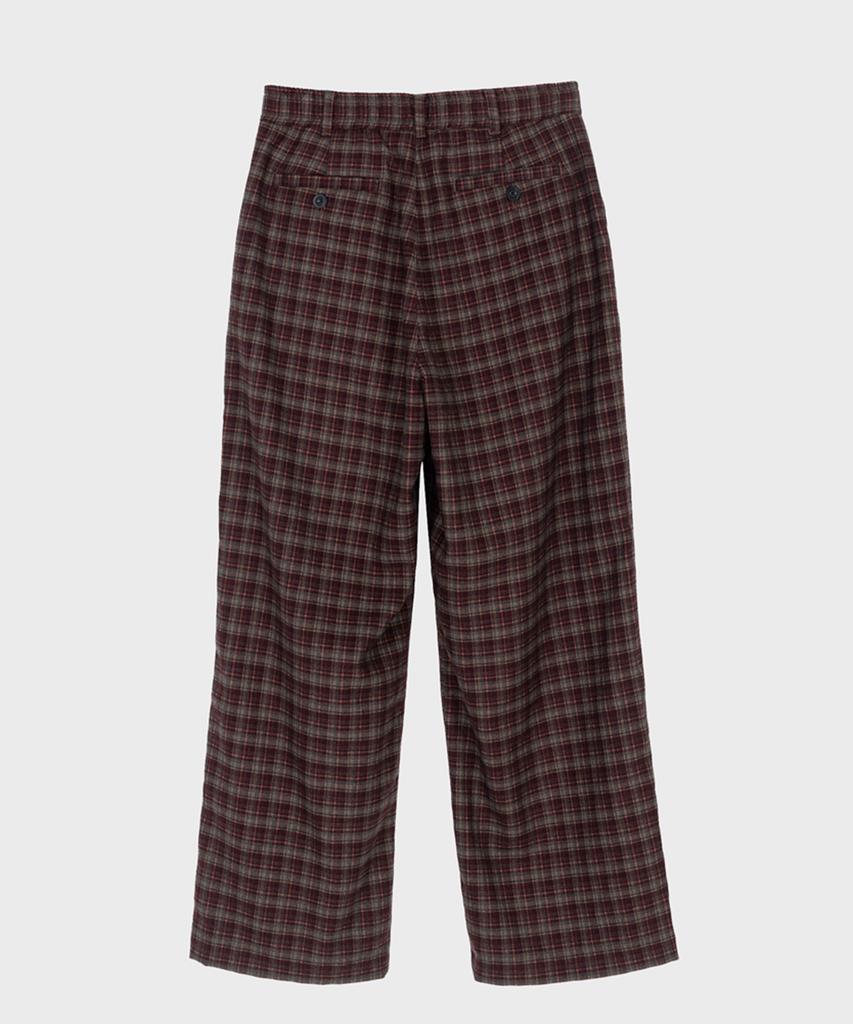 PREF Burgundy Tratan Check Elastic Waist Trouser