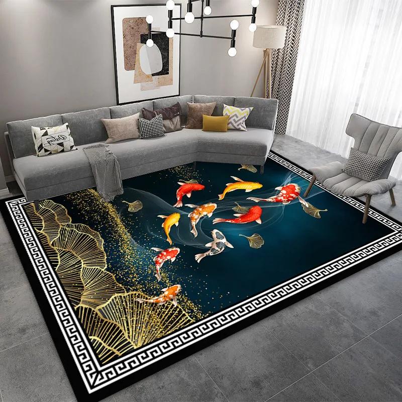 Peacock 3D Printing Carpet Living Room Coffee Table Floor Mat Bedroom Bedside Mats Corridor Anti-slip Decorative Rug Floor Mat