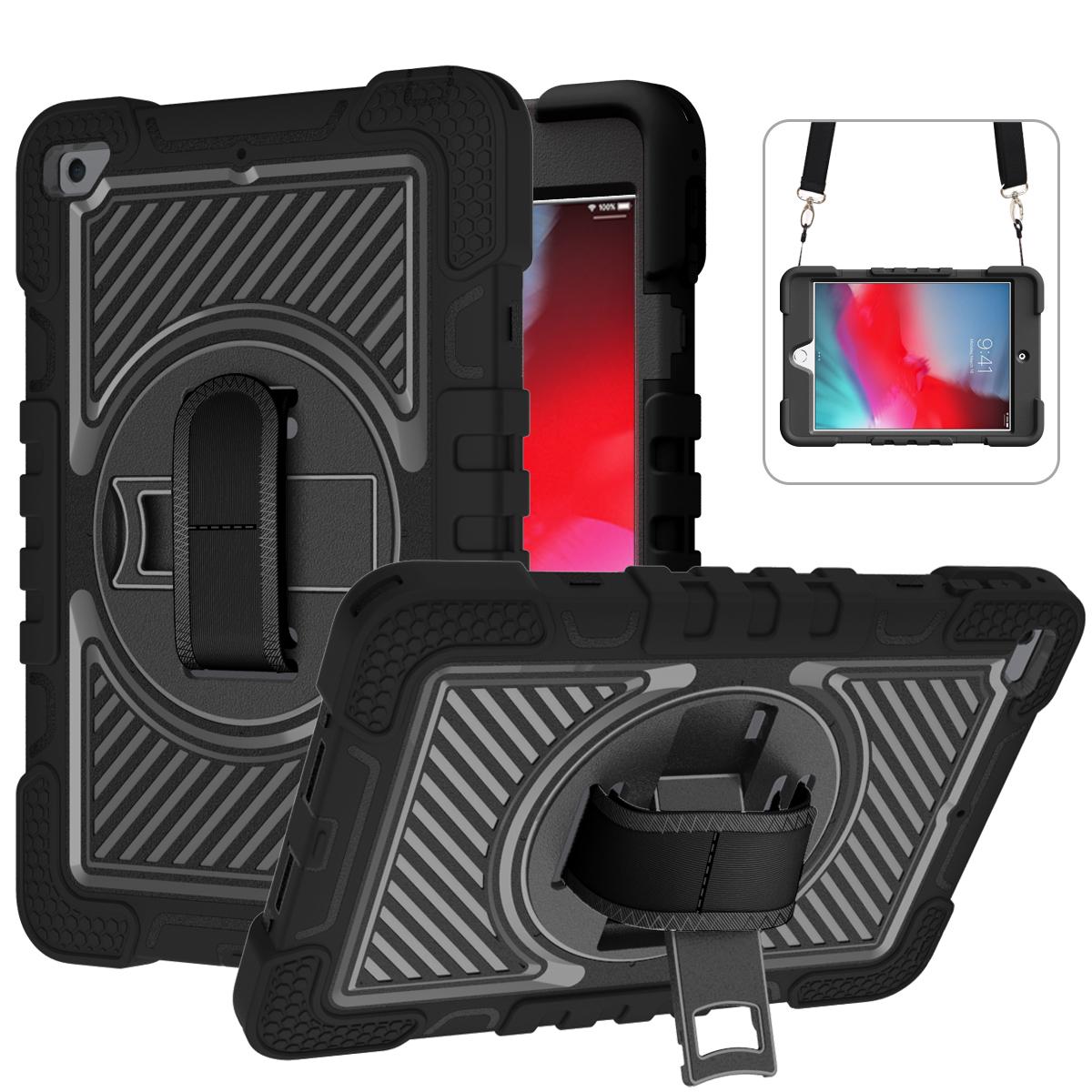 Étui Support Universel Pour iPad Mini 5 4 7.9  A2124 A2125 A2126 A2133 A1538 A1550 Housse Rotative à 360° Avec Sangle d'Épaule iPad Mini 5 2019 noir