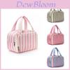 Polyester Striped Makeup Bag With Design For Daily Use And Travel Storage