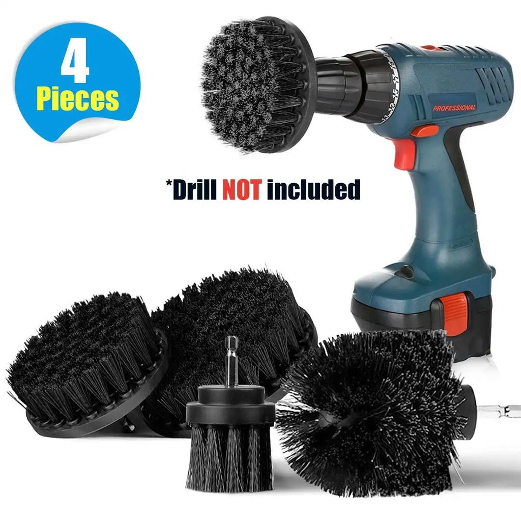 4PCS Drill Brush Cleaner Kit Power Scrubber Electric Brushes Drill Attachment Kit Power Scrub Brush for Cleaning Pool Car