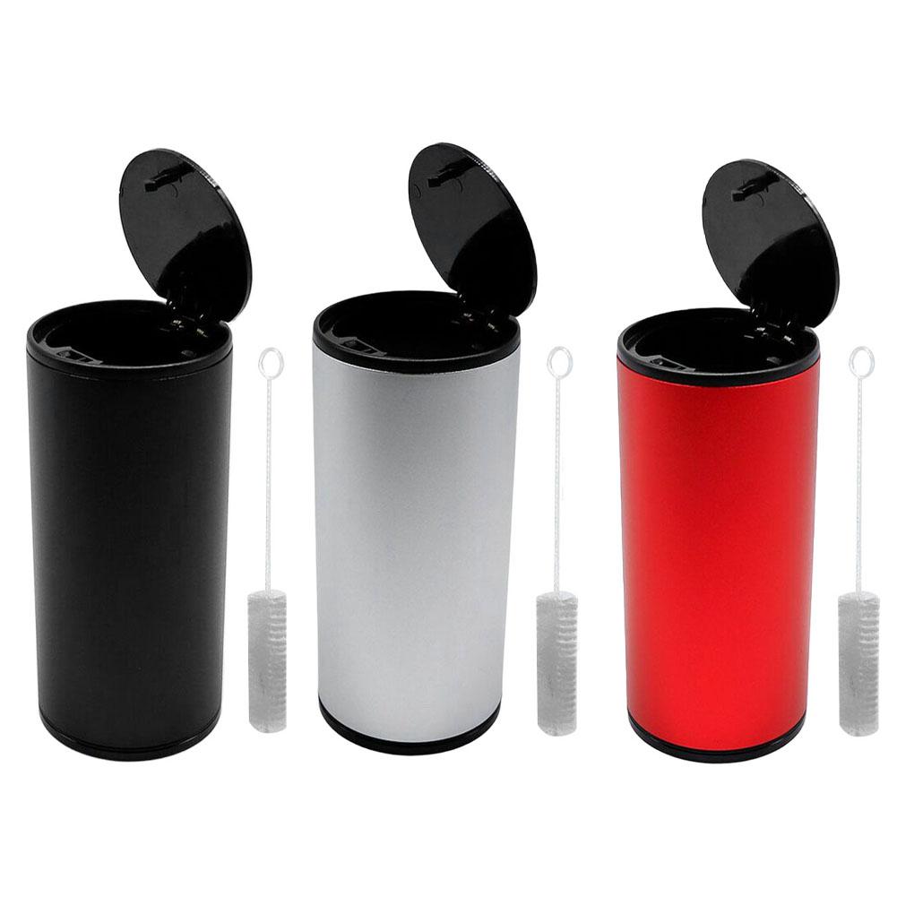 Car Ashtray Cigarette Ashtray Smell Proof Mini Desktop Trash Can with Lid & Brush Cigarette Ash Holder for Outdoor Travel