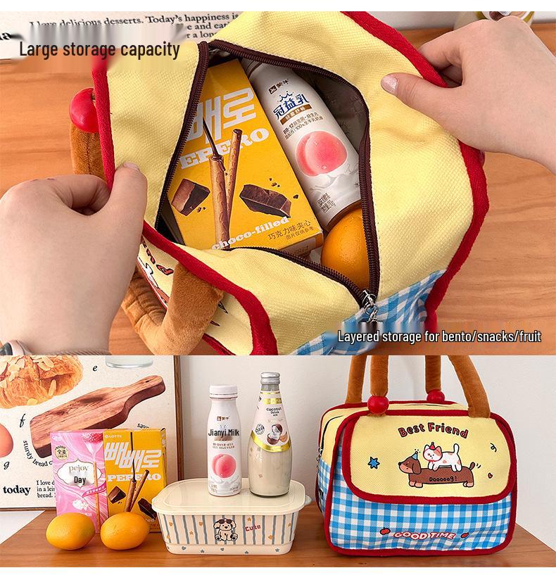 Cartoon Cute Double-Layer Insulated Lunch Bag for Students & Office Workers