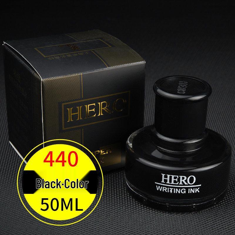 Hero Gold Fountain Pen with Special Non-Clogging, Non-Carbon Ink: Black 234, Red 200, Blue-Black 440.
