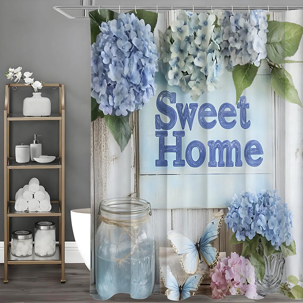 Flowers and Garden Flowers Plants Nature Flowers Watercolor Style Blue Butterfly Clear Glass Bottle Sweet Home Bathroom Shower C
