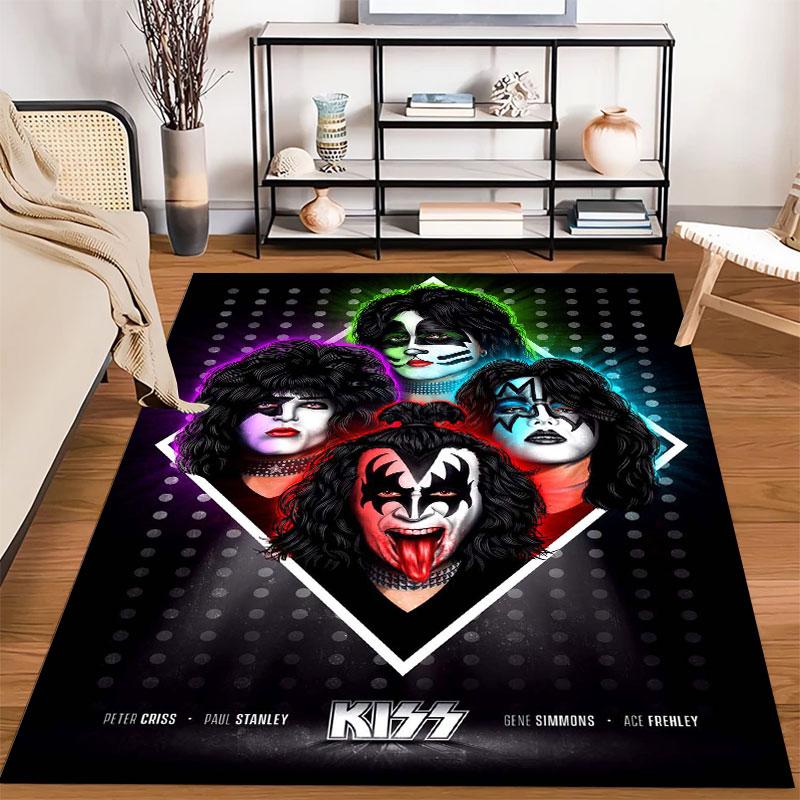 KISS rock band Carpets and Rug 3D Printing Carpet Floor Mat Living Room Bedroom Large Area Soft Carpet-JM006