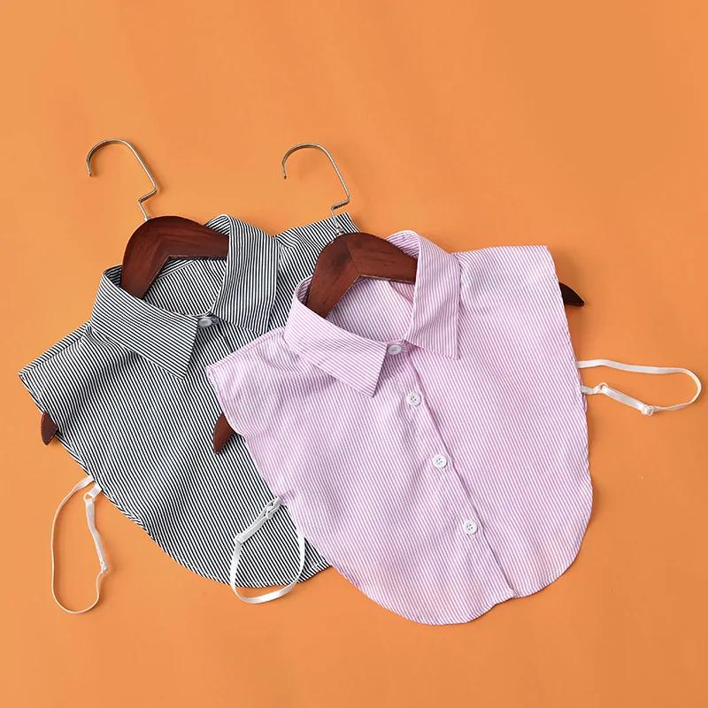 Linbaiway  Women Shirt Fake Collar Detachable Collars for Mens Striped Lapel Necklace False Collar Lapel Top Decorative