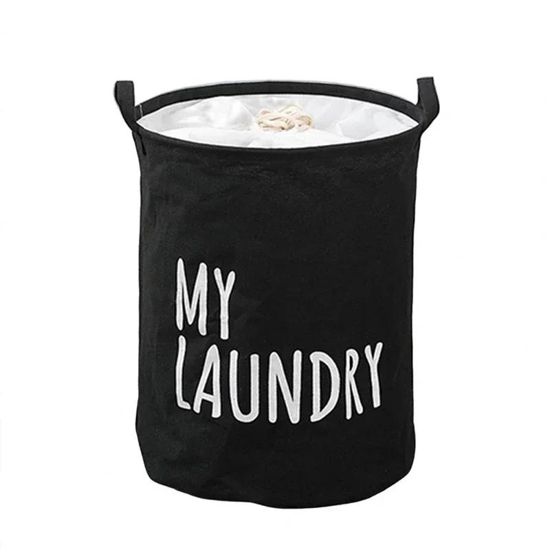Large Laundry Basket With Drawstring Foldable Fabric Laundry Hamper With Handles Dustproof And Moisture-proof Storage Basket