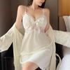 Sexy Pajamas Golden Velvet Premium Autumn And Winter Lace Pure Desire Suspender Nightgown Nightgown Two-Piece Set