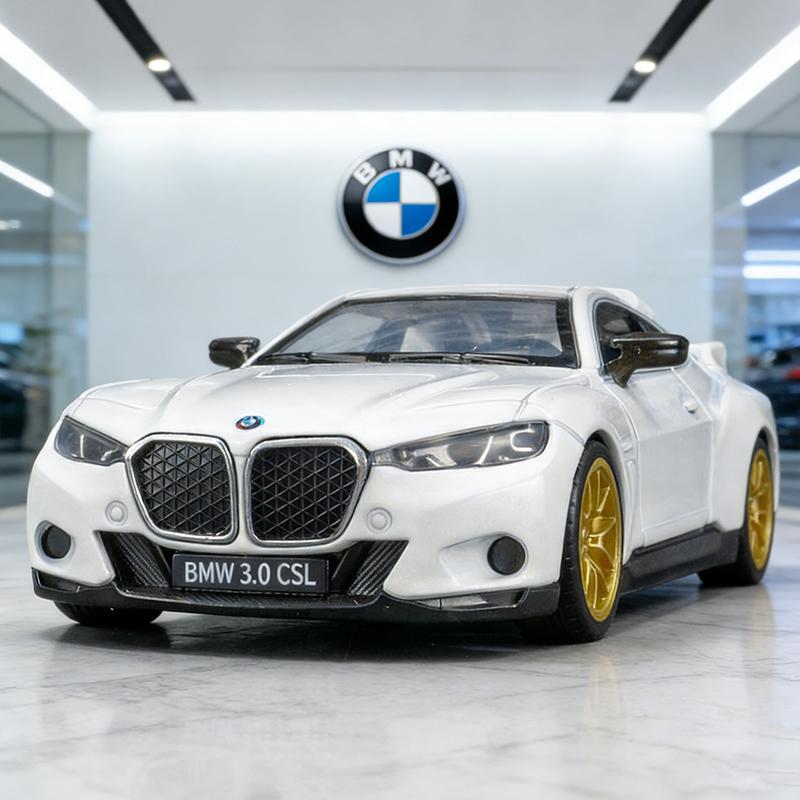 

1:35 BMW CSL 3.0 Supercar Alloy Car Model Sound and Light Pull Back Children s Toy Collectibles Birthday Gift білий