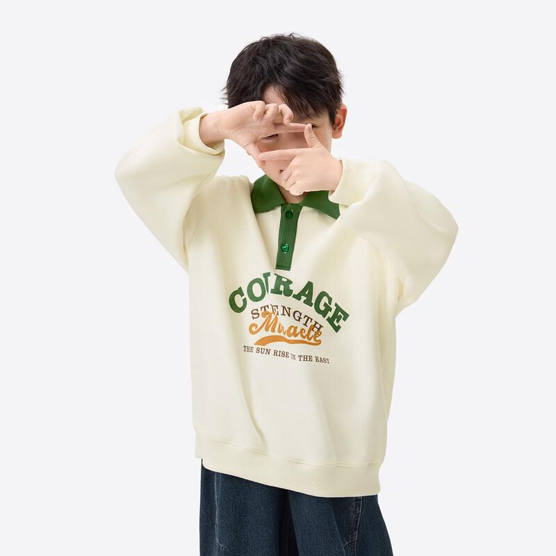 Boys Fashion Letter Print Lapel Sweatshirt 160
