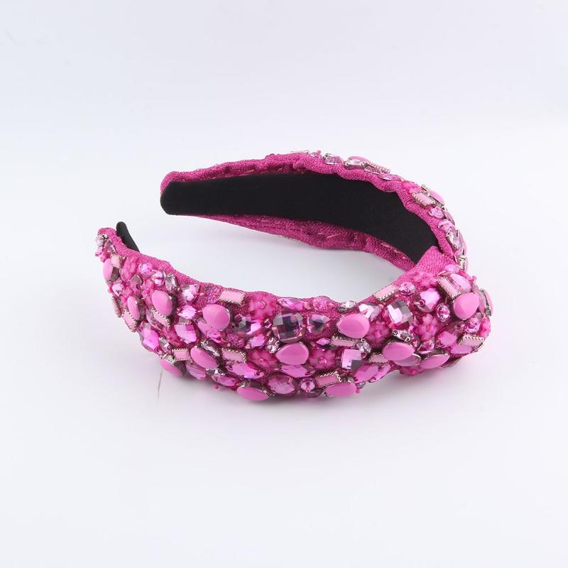 Meier Baroque fabric knotted headband with rhinestone accents - versatile party hair accessory for a high crown look