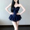 Womens 2-Piece Set: Sleeveless Crop Top Lace Cake Mini Skirt Slim Fit Casual Style