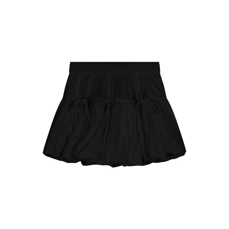 2025 Spring/Summer Women's High-Waist A-line Fluffy Short Skirt with Bow Knot Tie-up